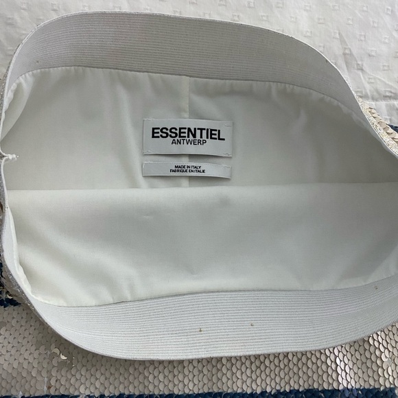 Anthropologie Sequin Blue White Stripe w/Gold Essentiel Antwerp pencil skirt S - Picture 6 of 6